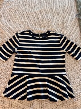 GAP Women’s  Navy & White Striped Peplum Top. 100% cotton